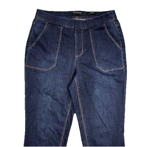 Susan Graver Pull On Jeans Womens 8 Denim Jogger Ankle Zip Blue Measures 29x28.5 - Picture 8 of 10